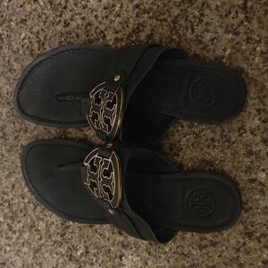 Tory Burch Black Leather Sandals 8